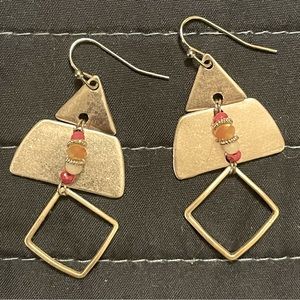 Unique brushed silver geometric earrings